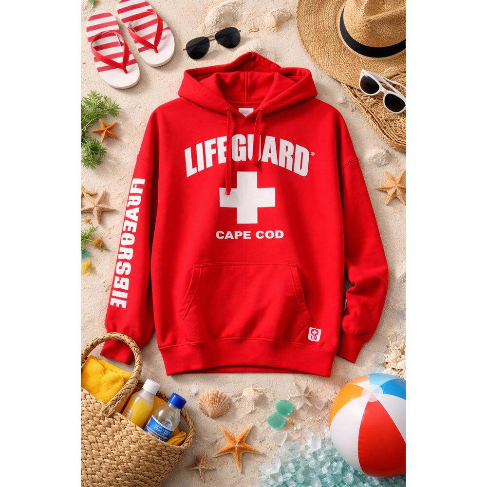Lifeguard Women’s Cape Cod Hoodie Red Pullover Official Licensed Long Sleeve  M
